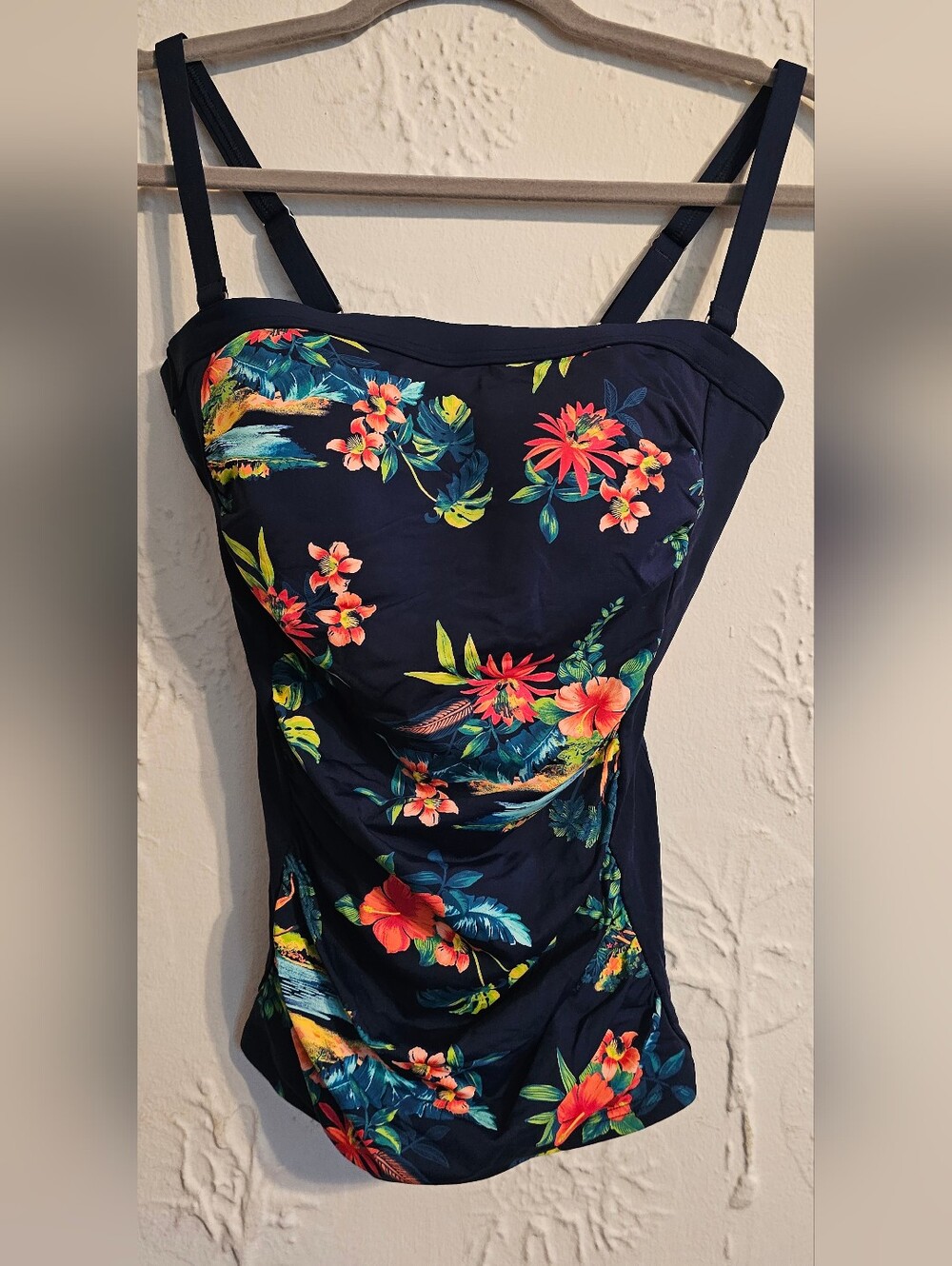 Lands' End Tankini Top Blue Floral Women's NWT Size 2